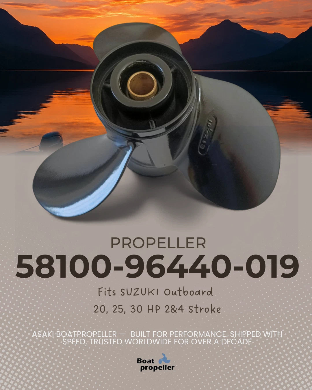 Propeller for Suzuki Motor 20/25/30 HP DT25C DT30C (58100-96440-019)