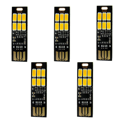 5Pcs 6-LED Portable Keychain Lamp with Touch Dimming (USB)