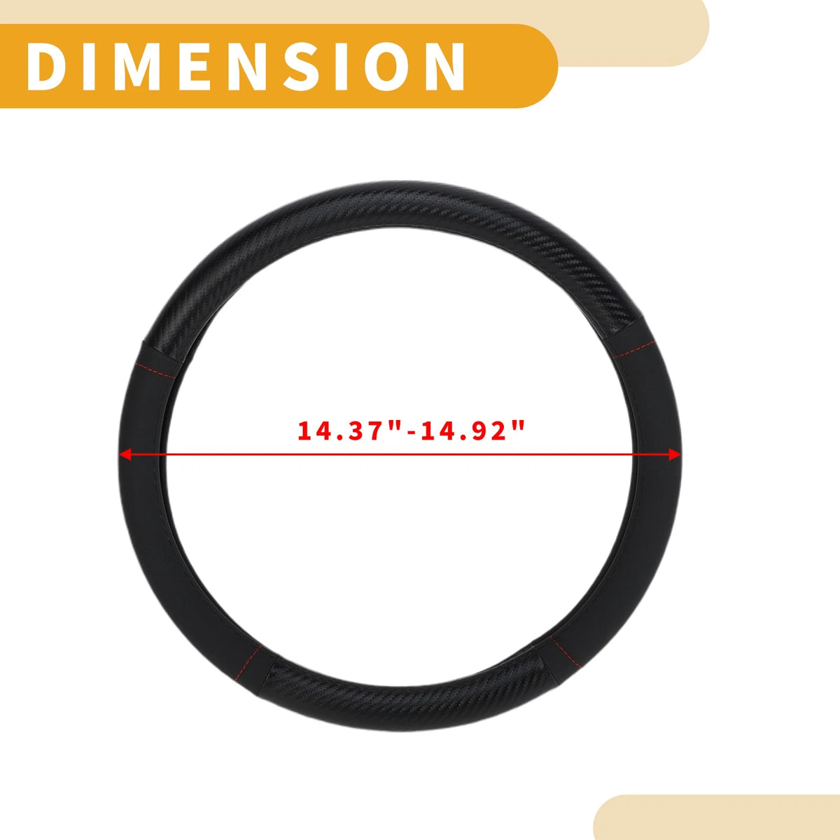 Steering Wheel Cover for Universal Fit (14.37"-14.92") Carbon Fiber Black