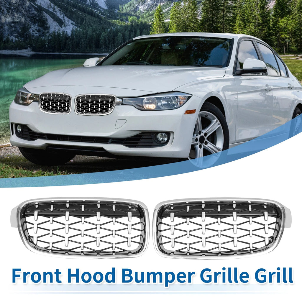 Front Hood Bumper Grille Grill Pair for BMW 3 Series (2013–2018)