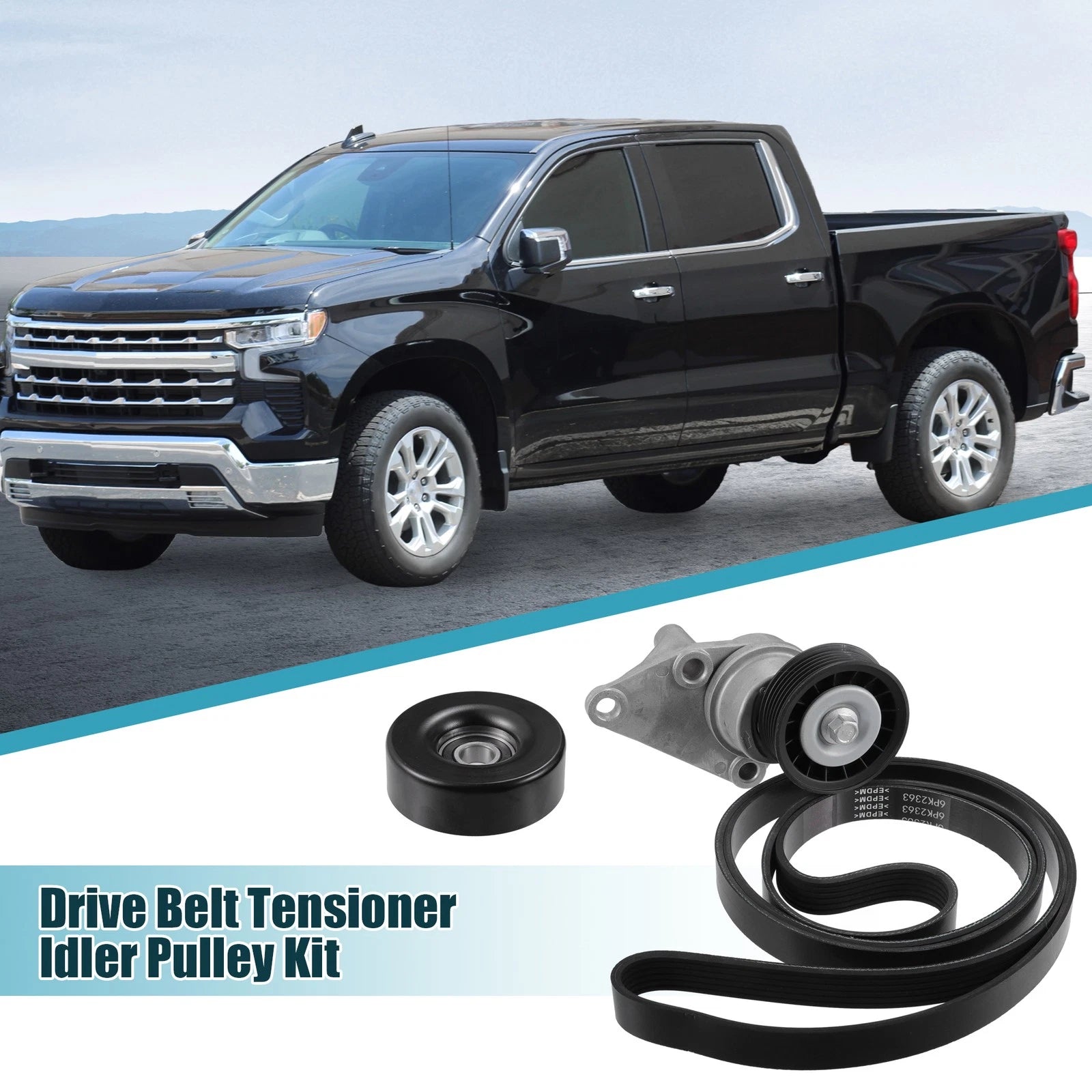 Drive Belt Tensioner Idler Pulley Assembly Set for Chevy Avalanche (2007–2013)