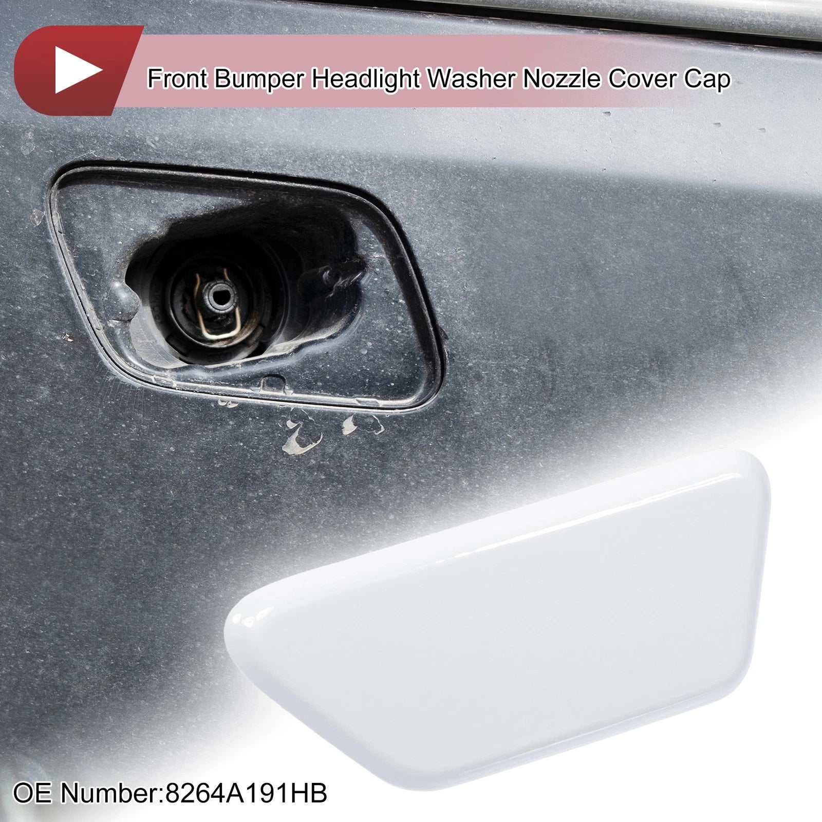 Front Left Washer Nozzle Cover Cap for Mitsubishi Outlander XL (2013–2015) White