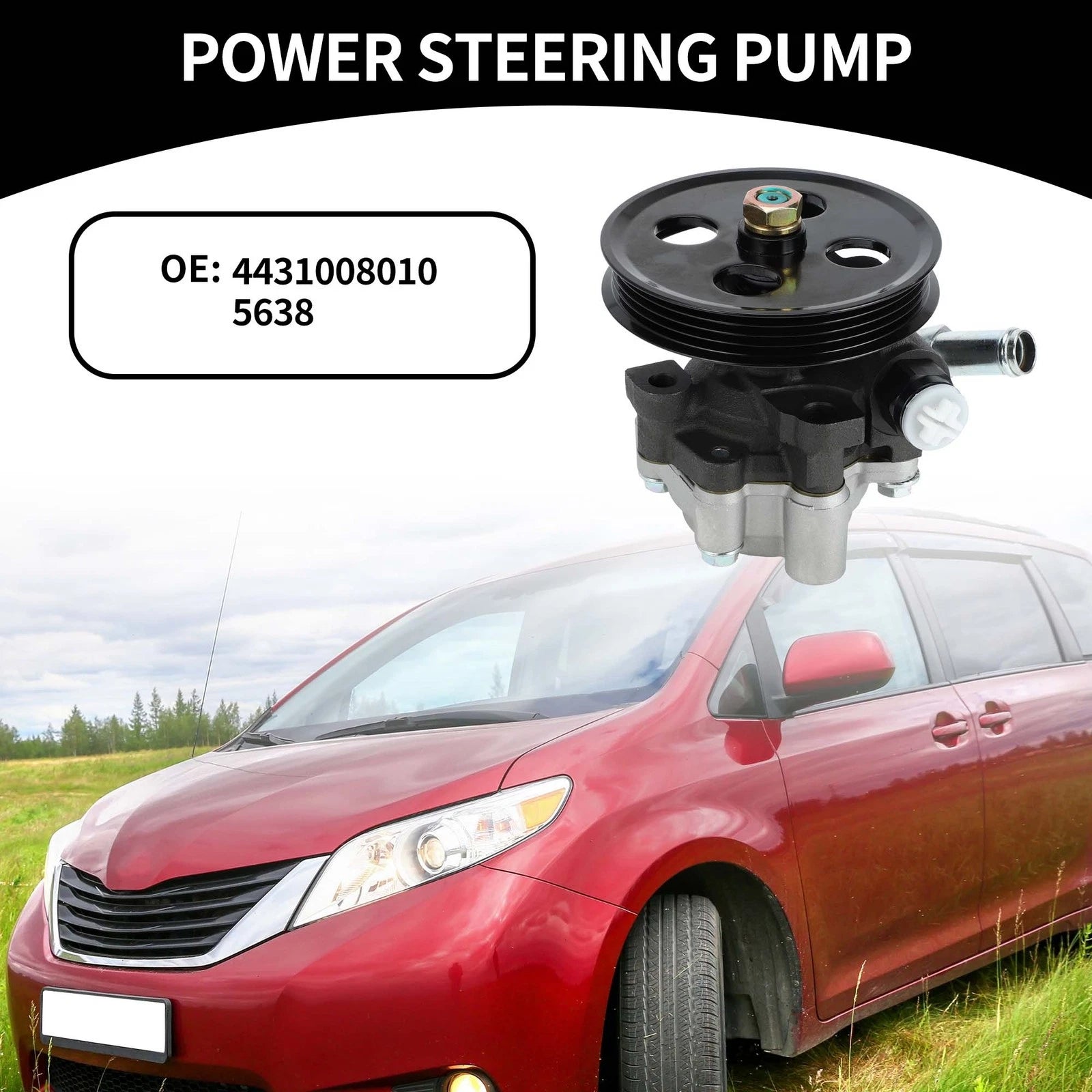 Power Steering Pump with Pulley Replacement for Toyota Sienna (2004–2006)