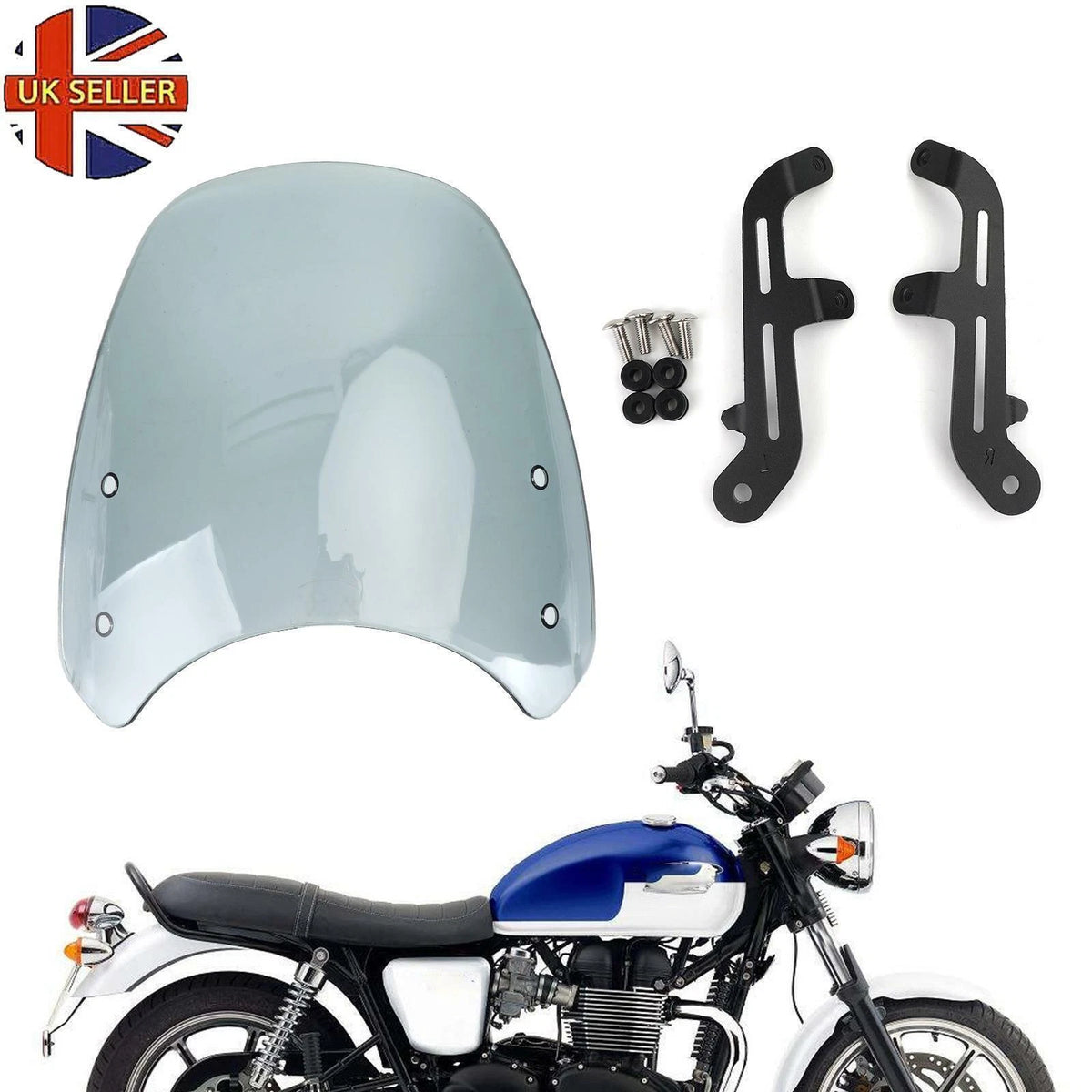 ABS Plastic Windshield for Bonneville T100 T120 (2016–2023) Gray U6 T9