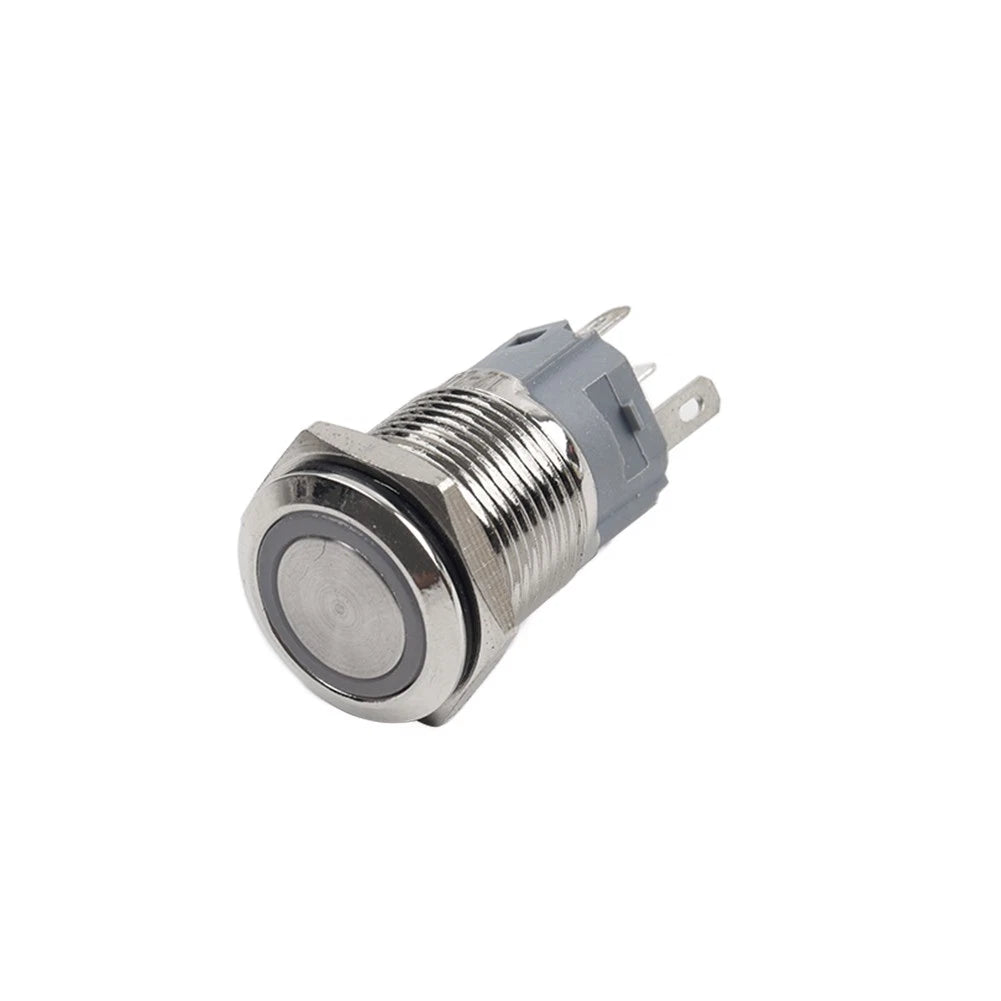 Momentary Push Button Switch 1NC/NO DC12-24V Red Ring LED 16mm