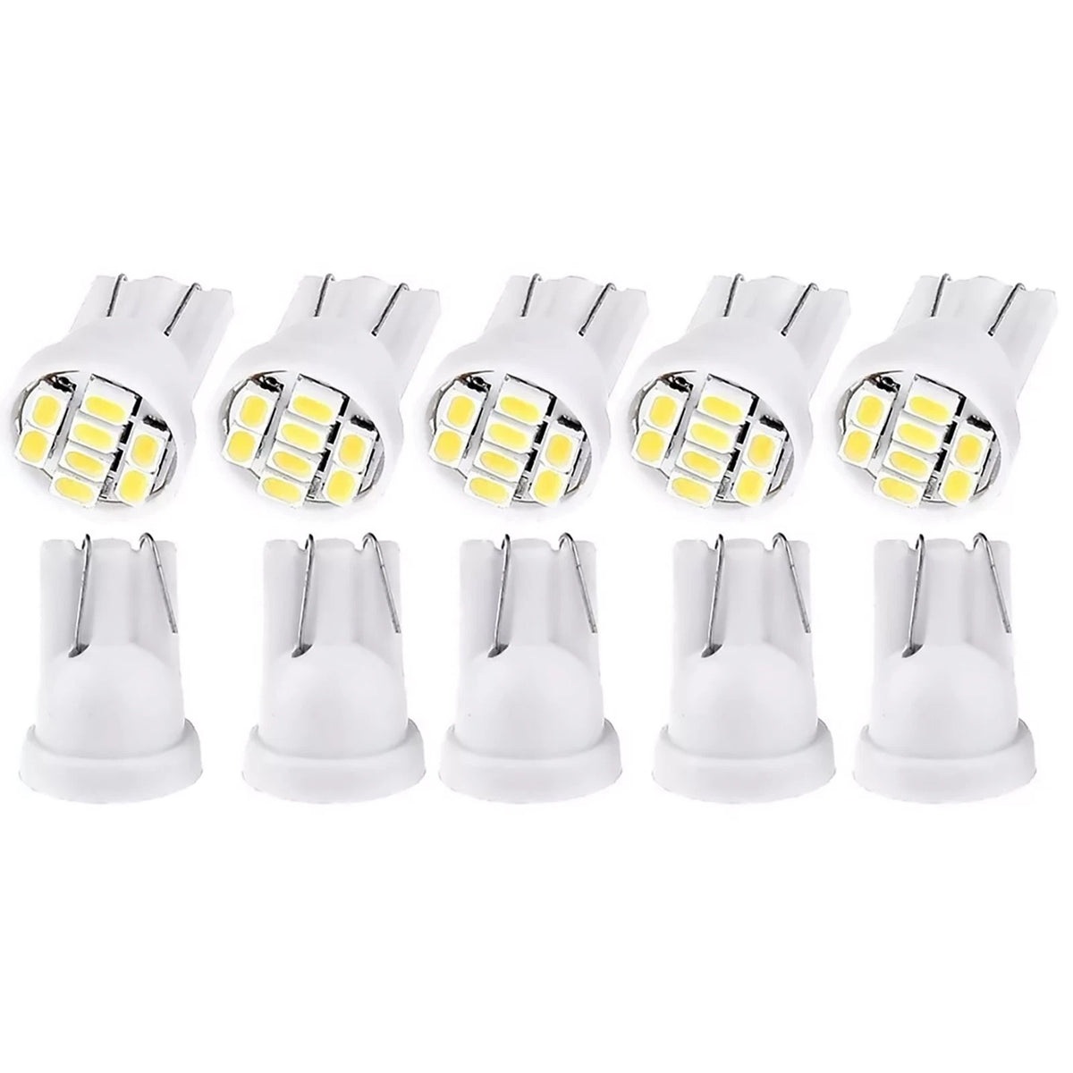 10Pcs T10 White LED Bulbs for Trunk License Plate Lights (12V)