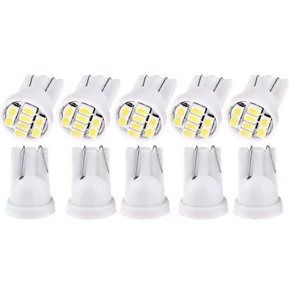 10Pcs T10 White LED Bulbs for Trunk License Plate Lights (12V)