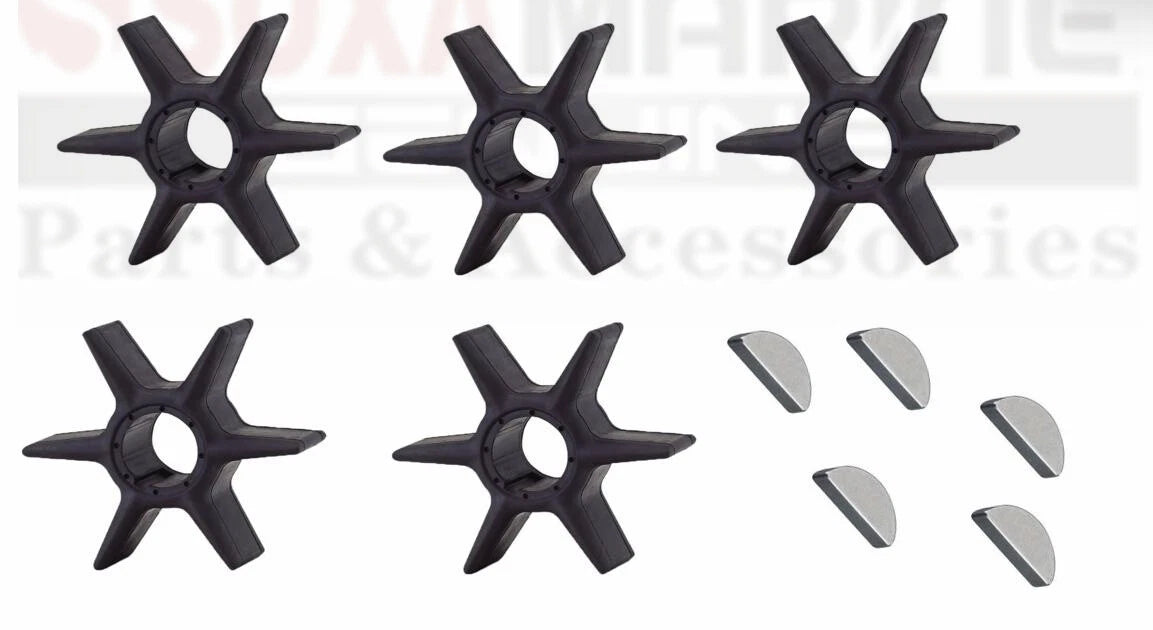 5pcs Water Pump Impeller with Key for Yamaha Mariner Outboard (6CE-44352-00)