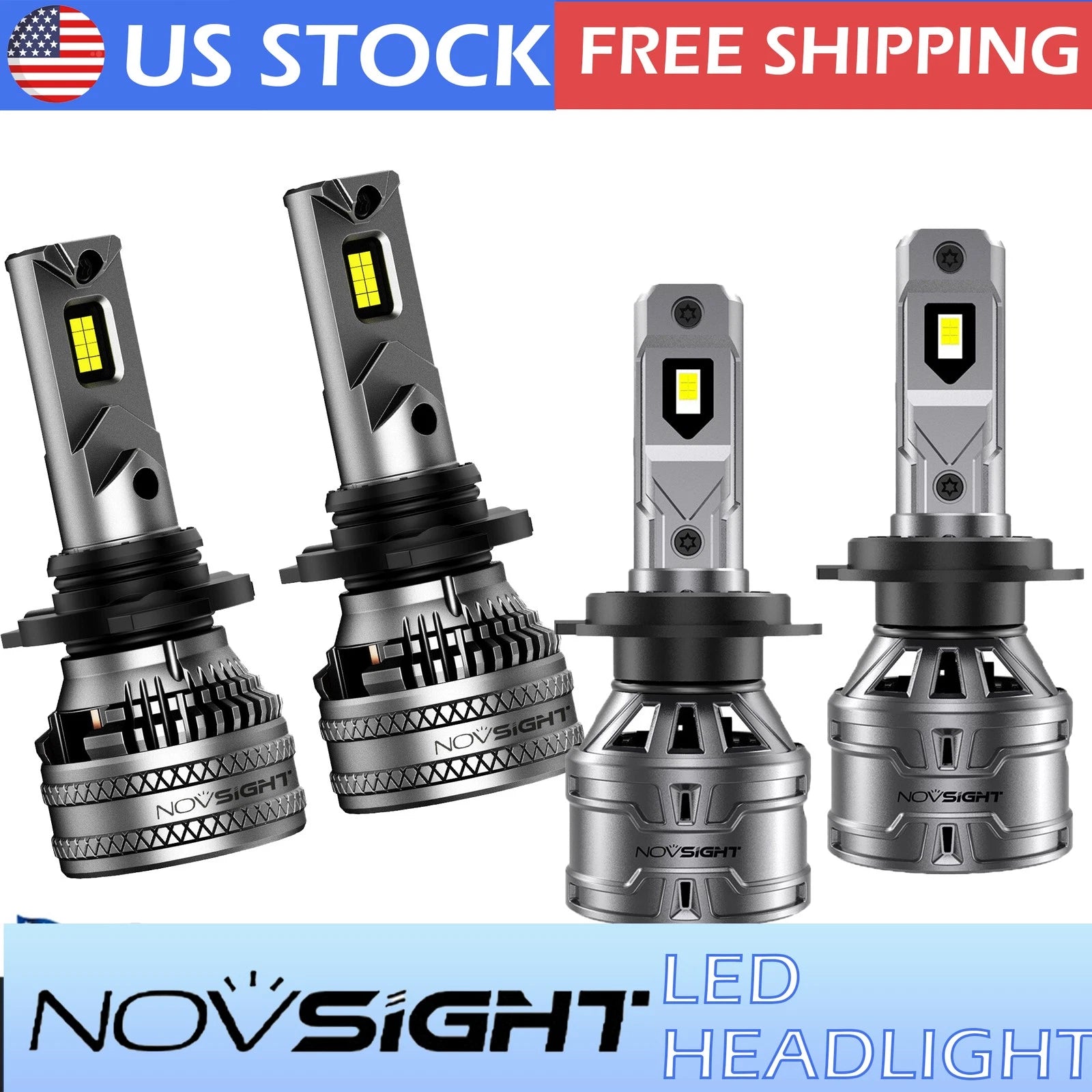 Set of 4 H7 H11 LED Headlight Bulbs for Conversion Kit (6500K)