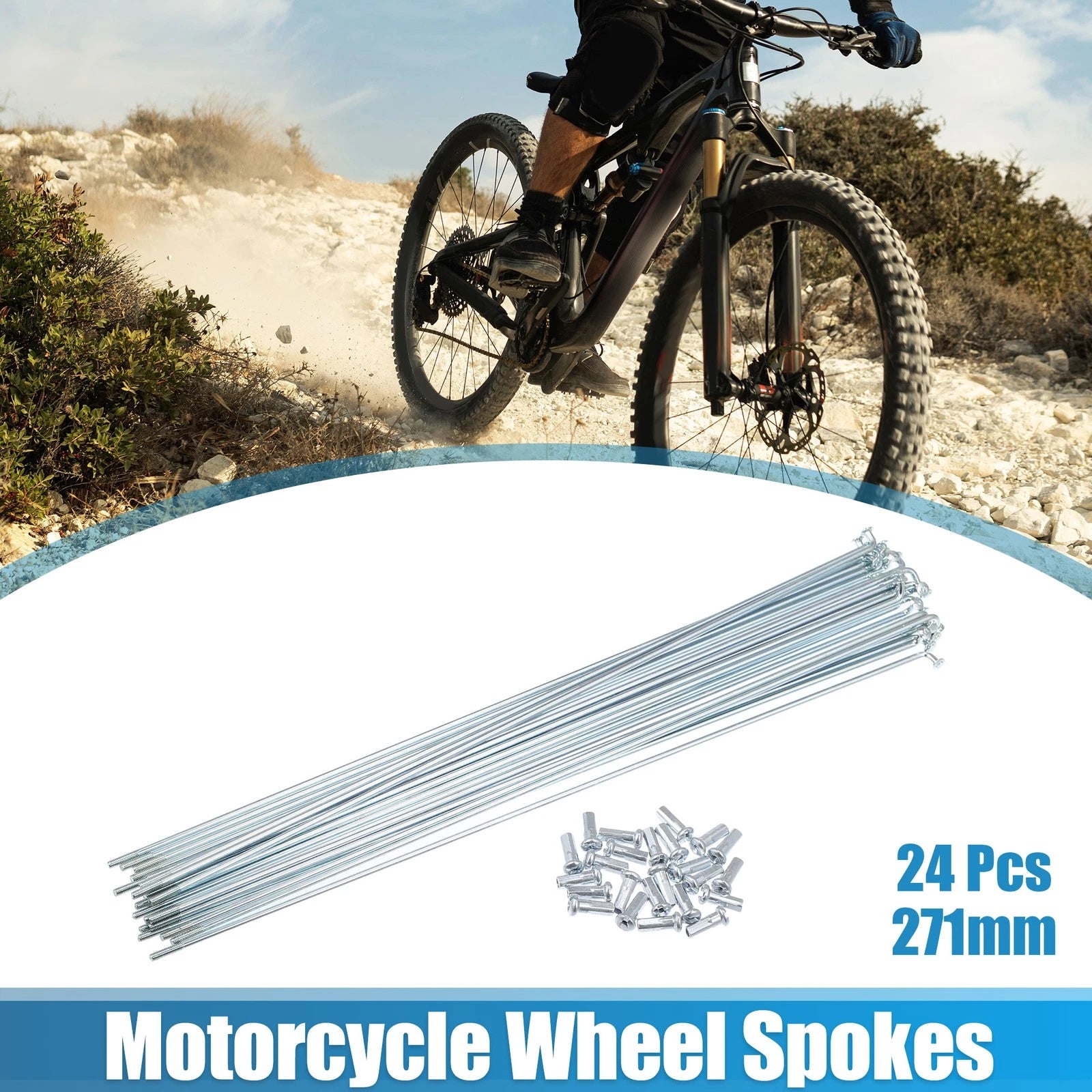 Bicycle Spokes 13G J Bend Galvanized Set with Nipples for 271mm (Steel)