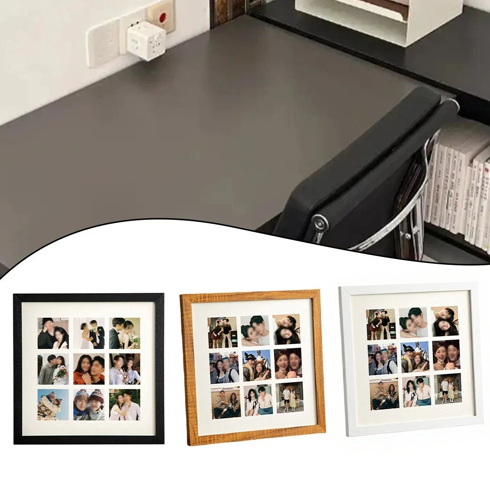 9-Grid Wooden Photo Frame for Memory Arrangement (30x30cm)