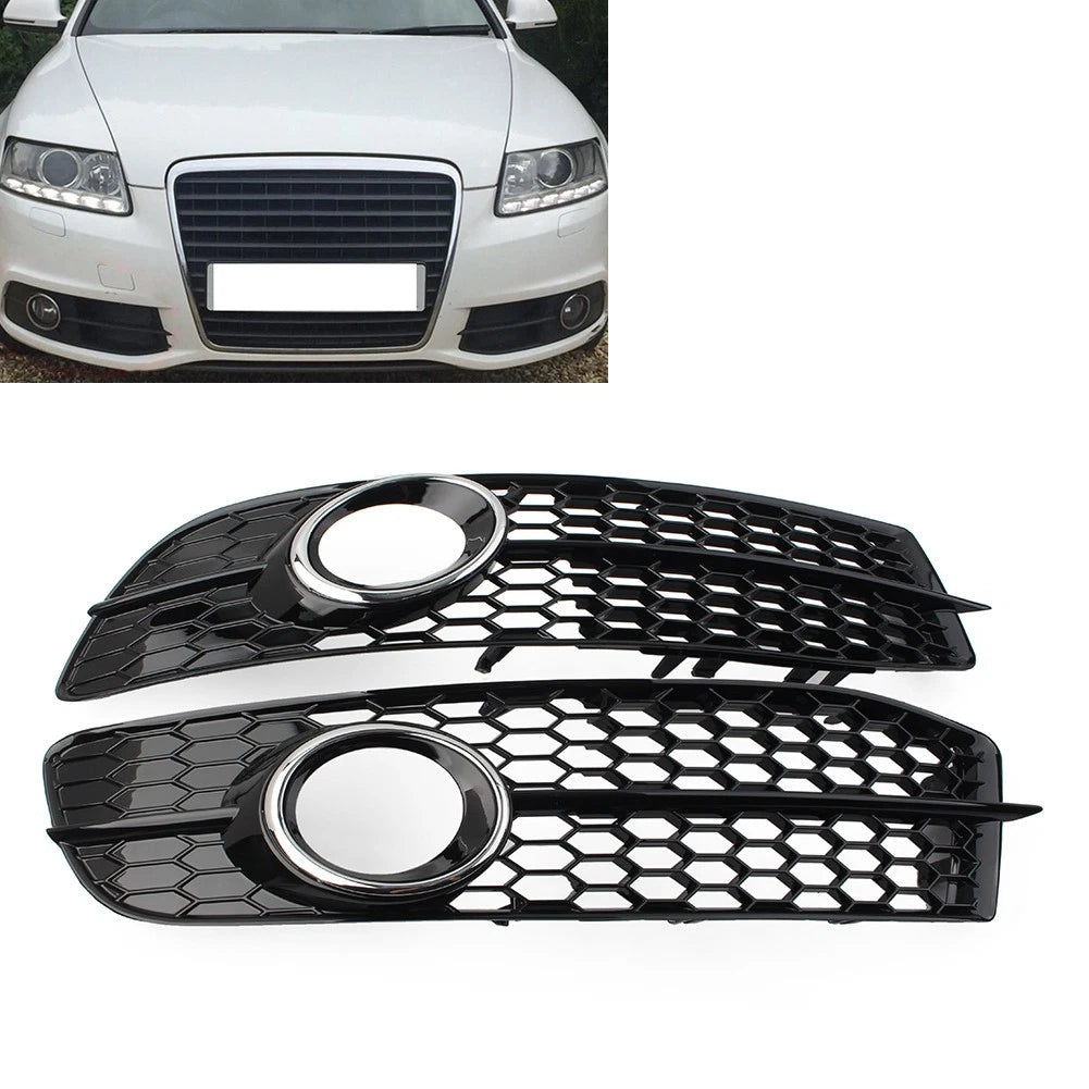Honeycomb Hex Mesh Grill Cover for Audi A6 C6 (2008–2011) Chrome
