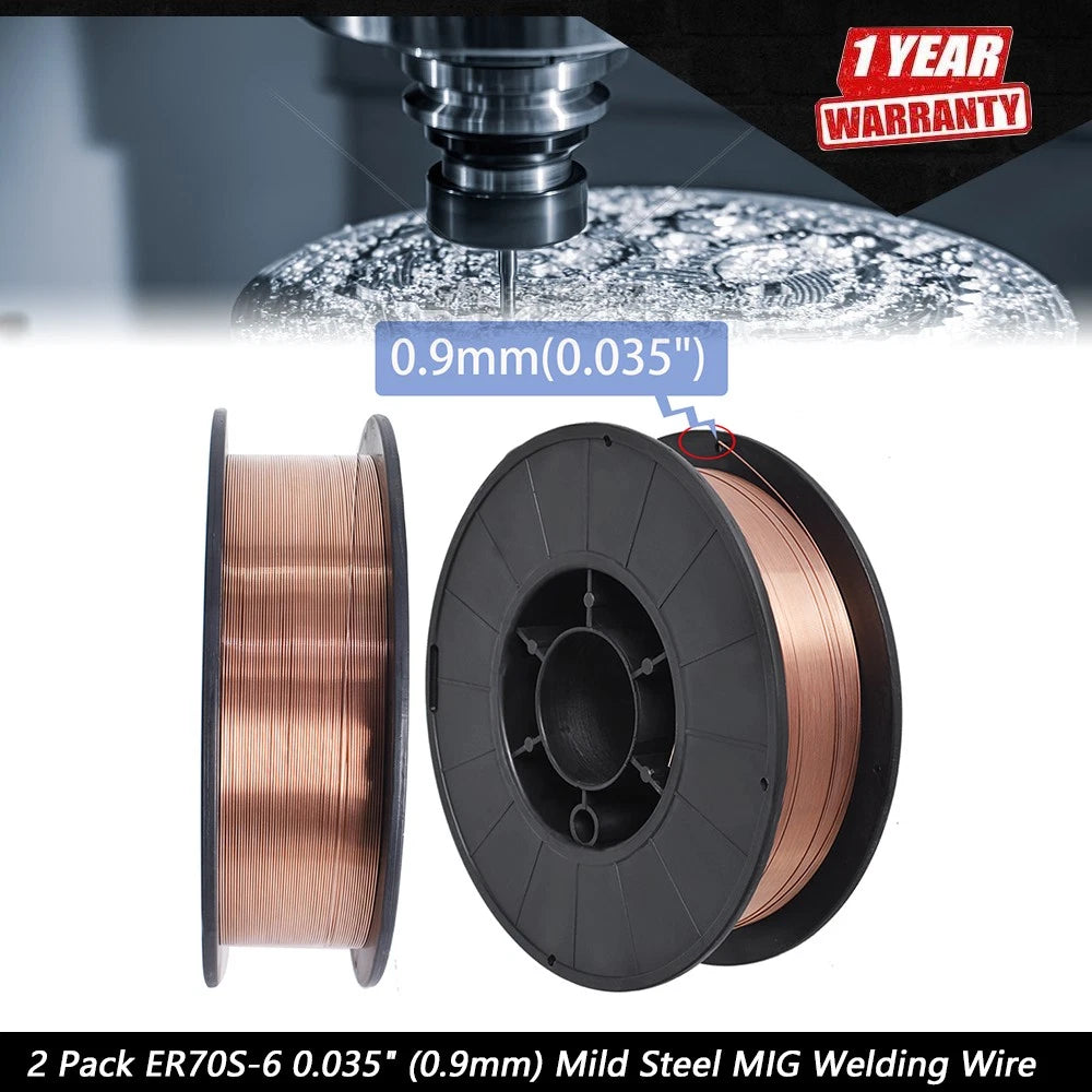 2 Pack ER70S-6 0.035" Mild Steel MIG Welding Wire for Automotive (10-lbs Roll)