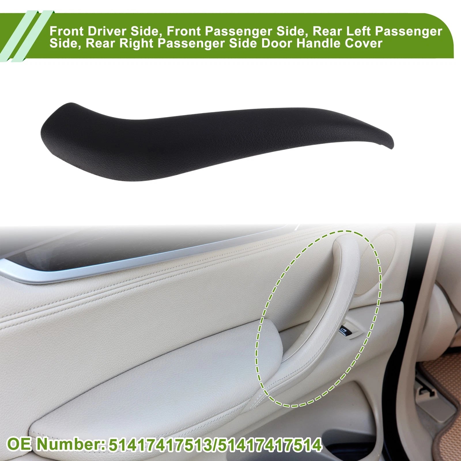 Door Panel Handle Pull Trim Cover for BMW X1 F48 (2016–2022) Black