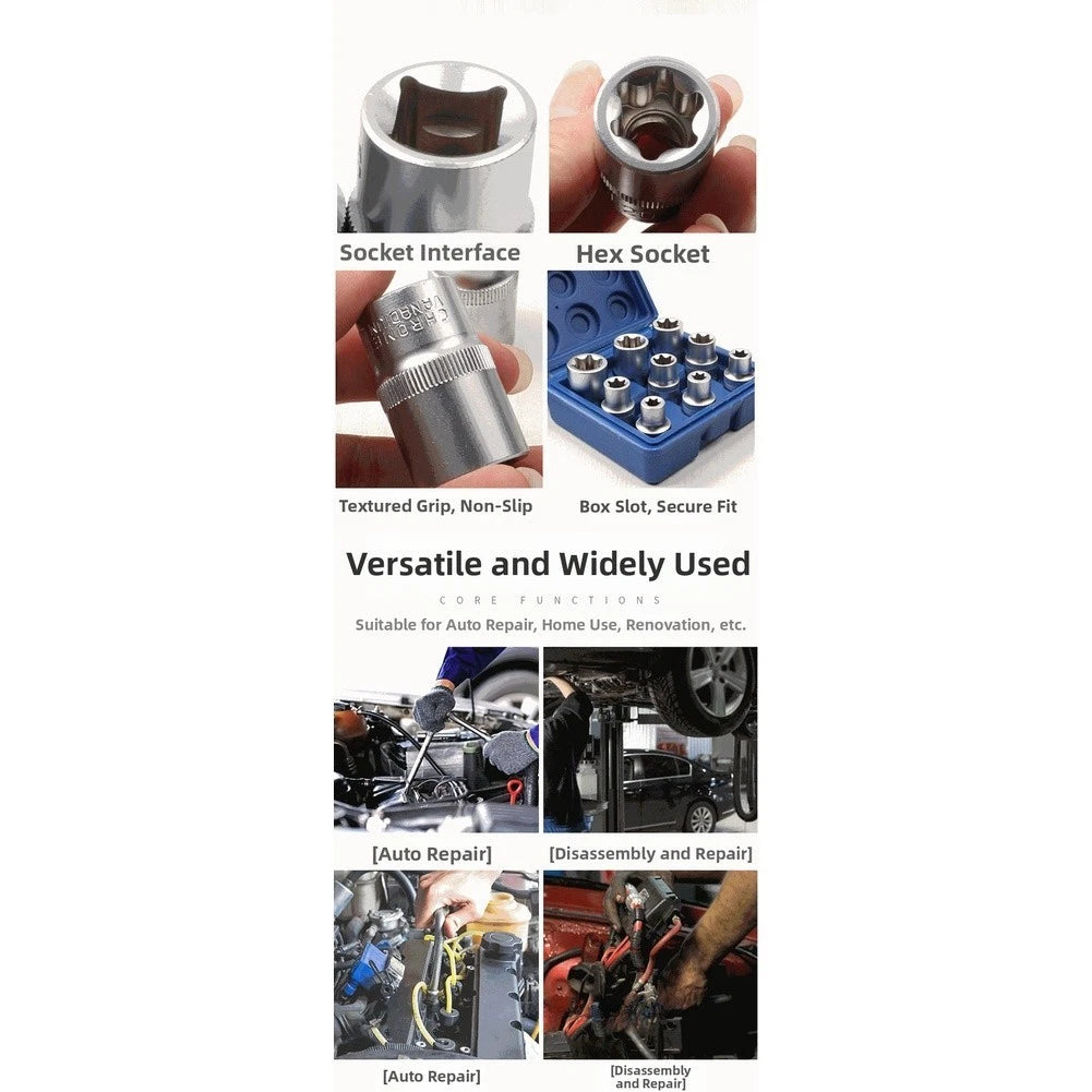 14-Piece Metric Socket Set for Automotive Standard Fasteners