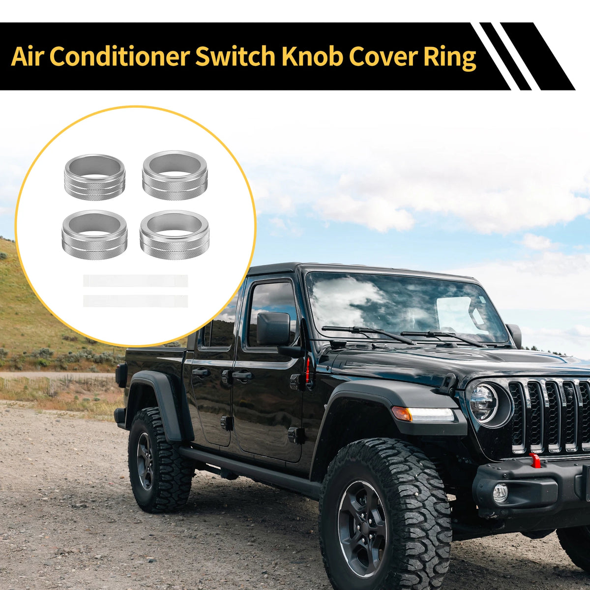 AC Audio Headlight Switch Knob Cover Ring for Jeep Gladiator JT (2019–2023)