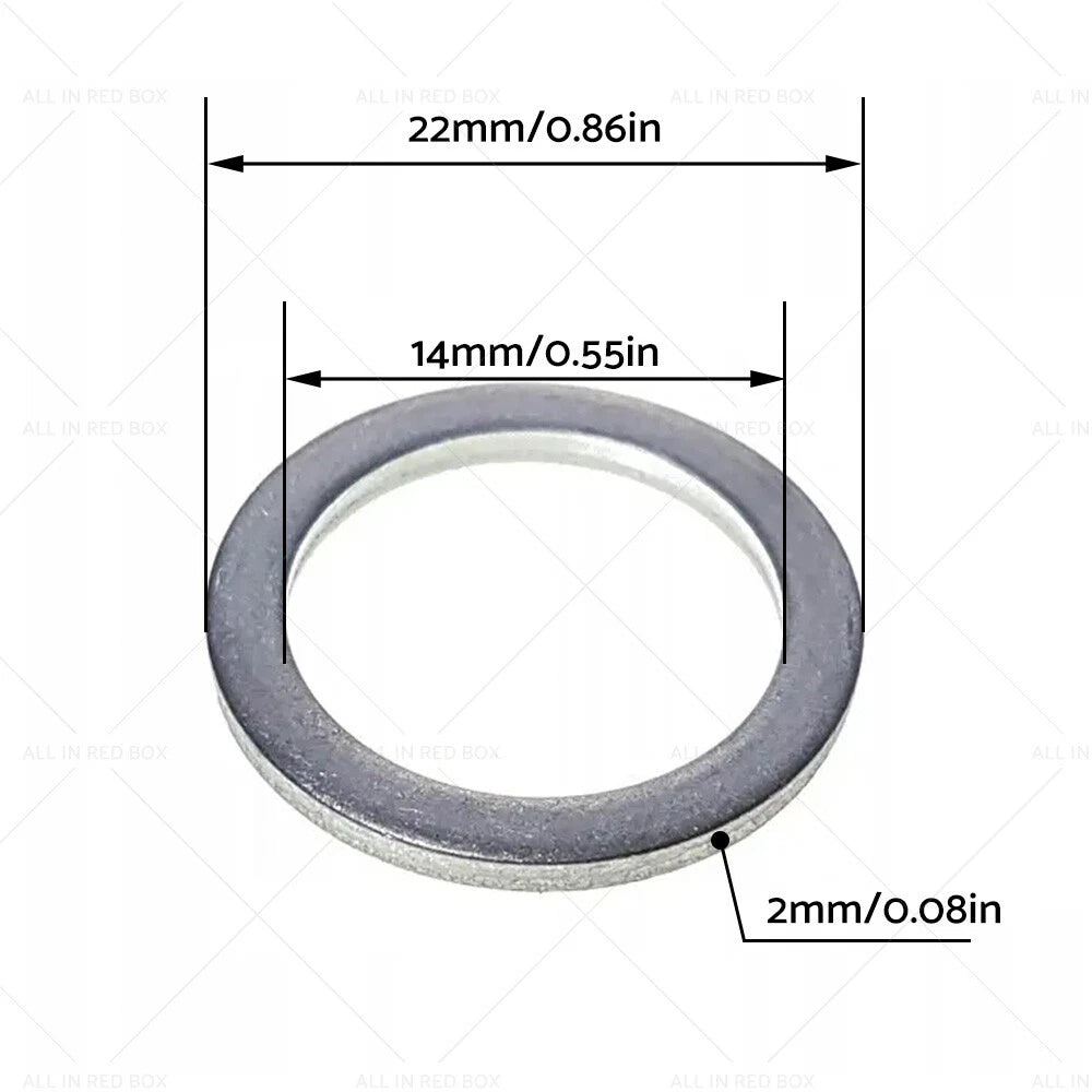 50pcs Engine Oil Drain Plug Crush Washers for Universal (14mm ID, 22mm OD)