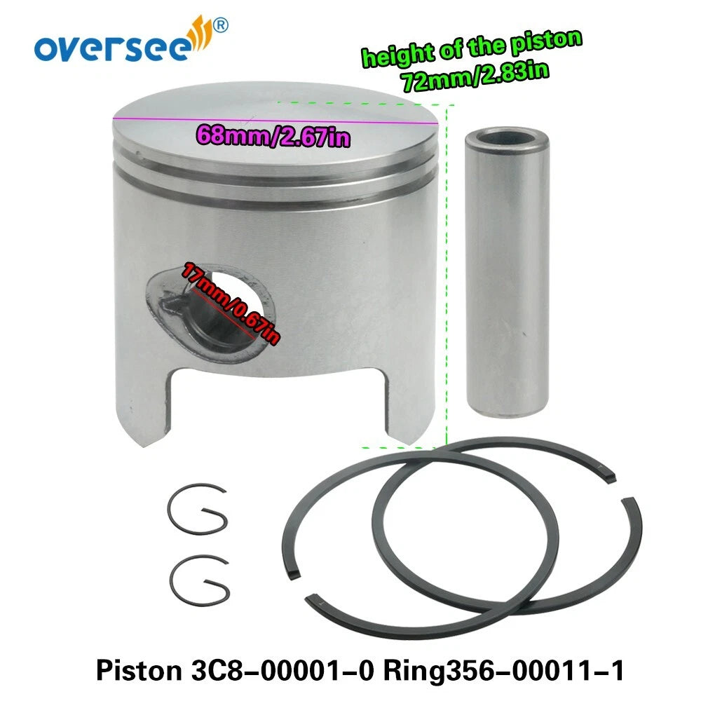 Set of 4 STD Pistons & Rings for Tohatsu M40D 3C8-00001-3