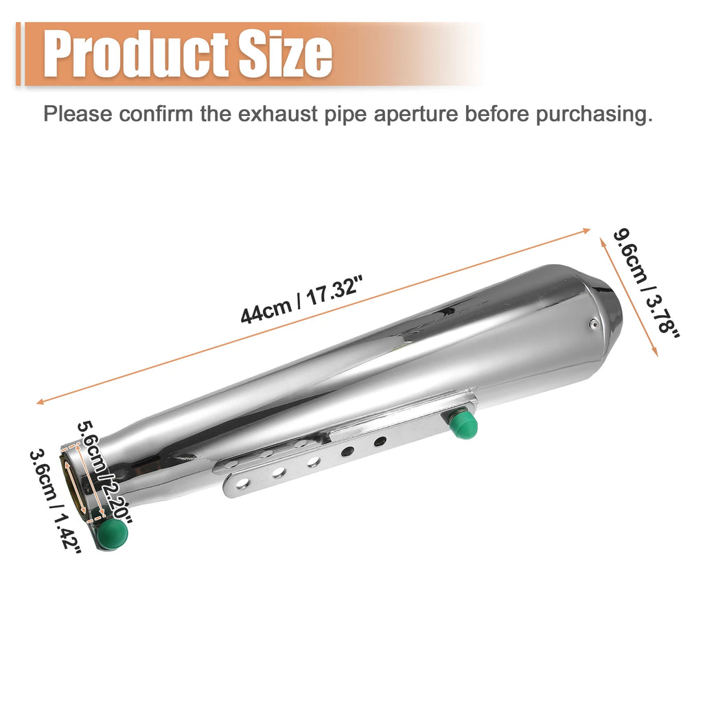 Exhaust Muffler Pipe for Motorcycle (1.42'' Inlet, Chrome)