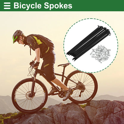 Bicycle Spokes Nipple Set Carbon Steel 14G 165mm Universal (All Models)