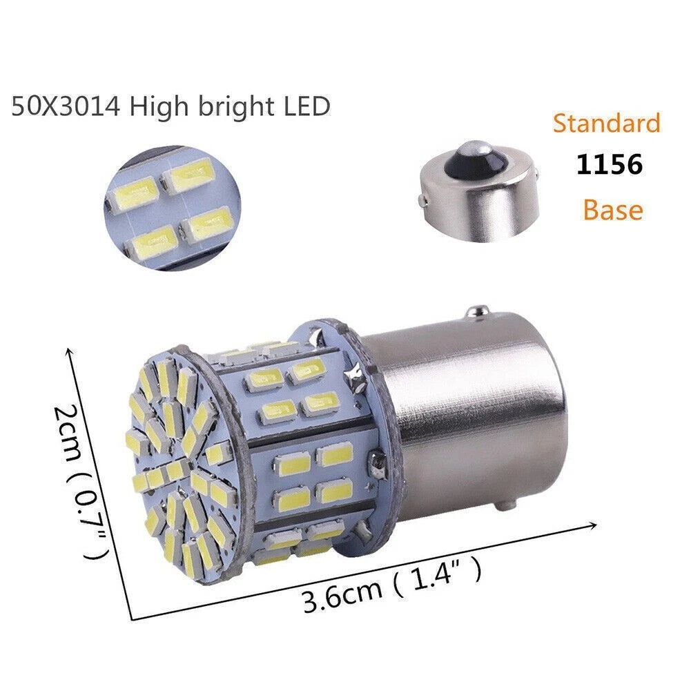 2X 1156 BA15S 50-SMD LED Light Bulbs for RV Interior Turn Signal Lamp