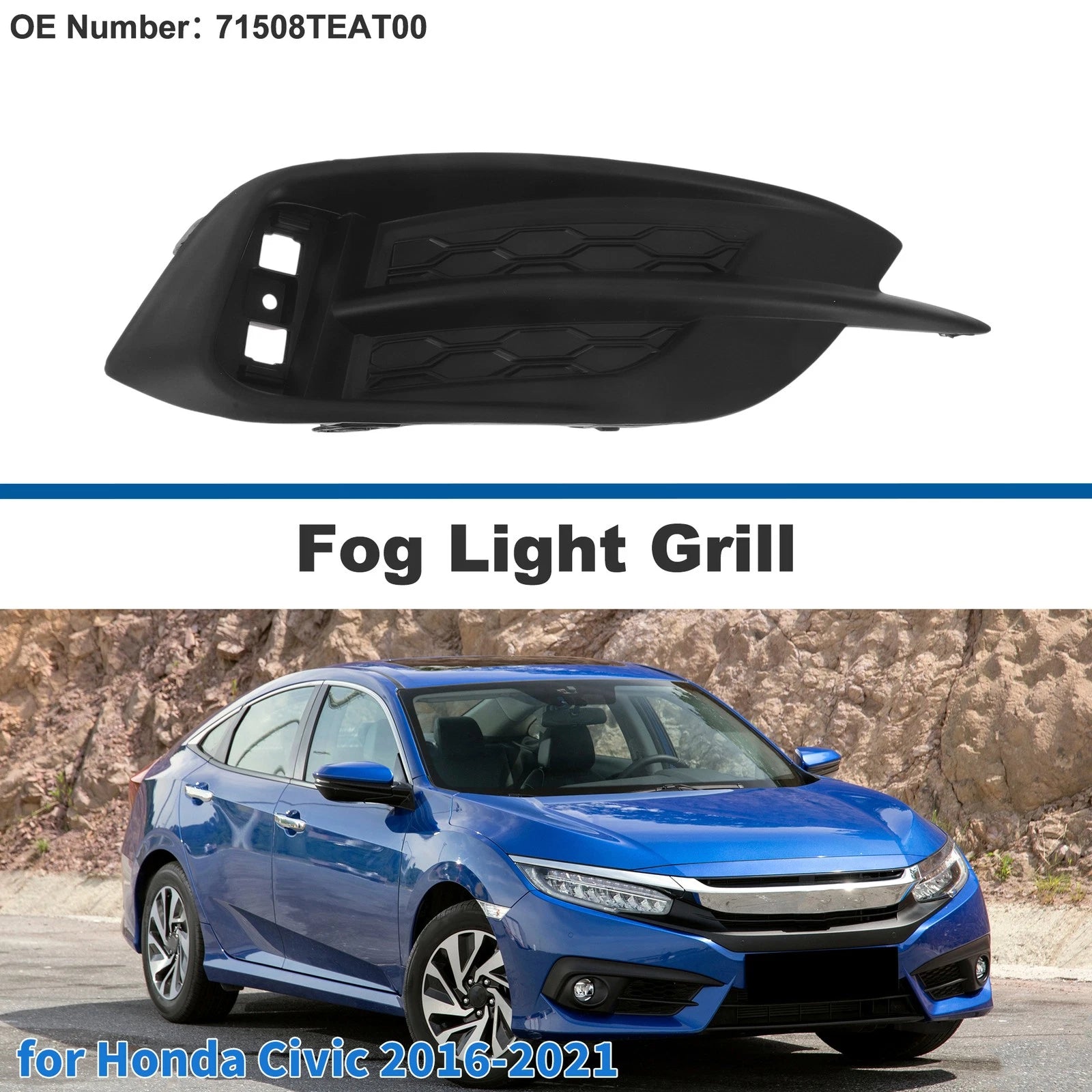 Rear Left Fog Light Grill Replacement for Honda Civic (2016–2021)