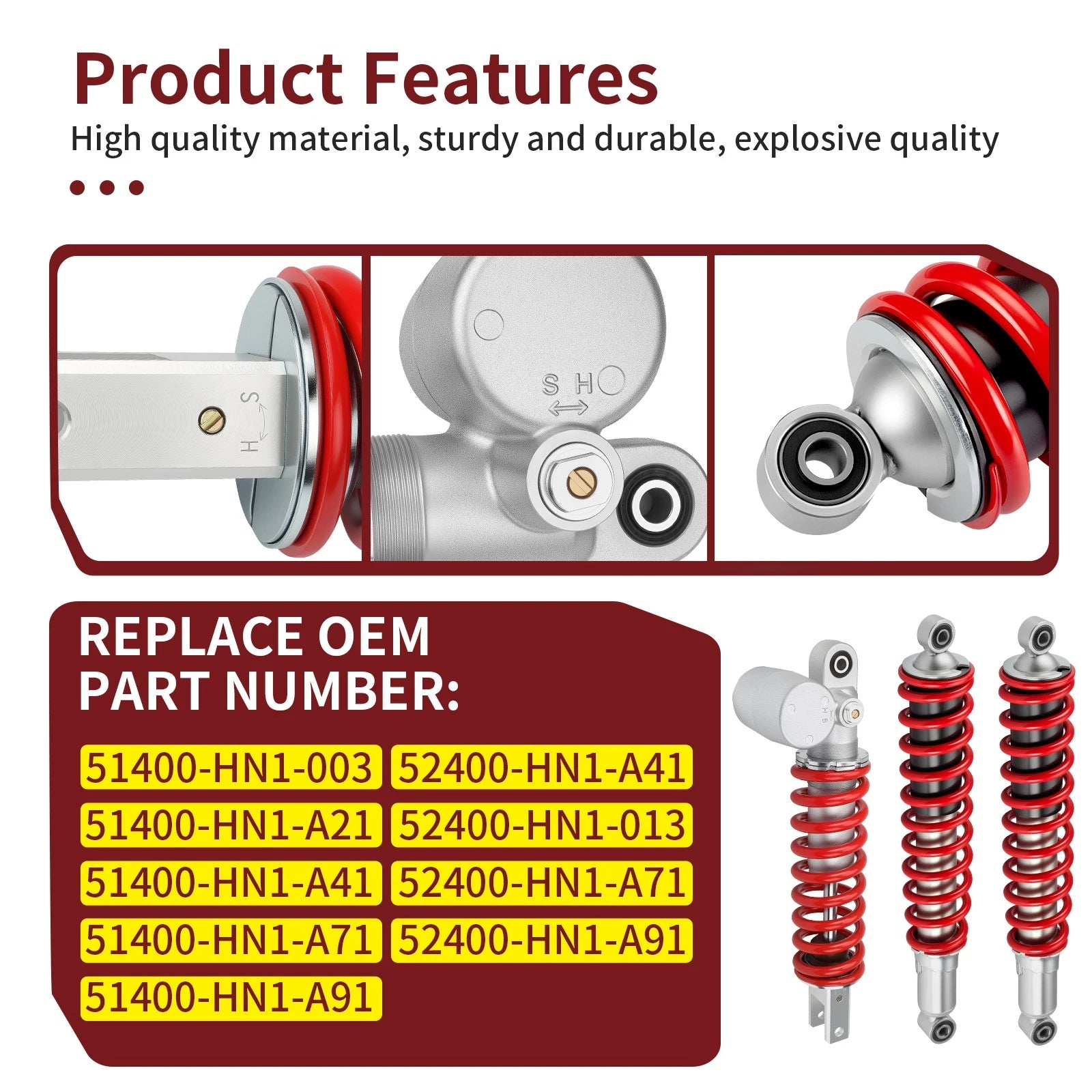 Front Rear Shock Absorbers for Honda Sportrax 400 TRX400X (1999–2014)