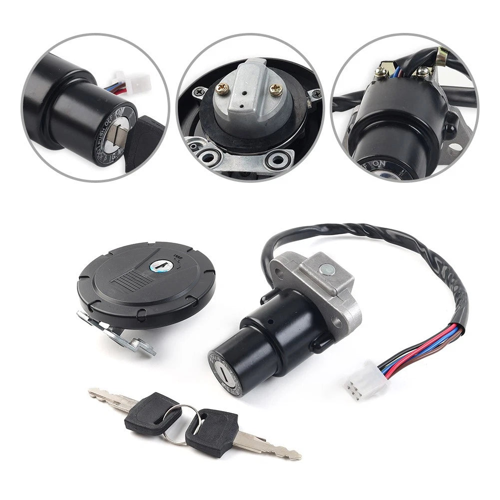 Ignition Switch Fuel Cap Lock Set with Keys for Kawasaki KLR650 (1987–2018)