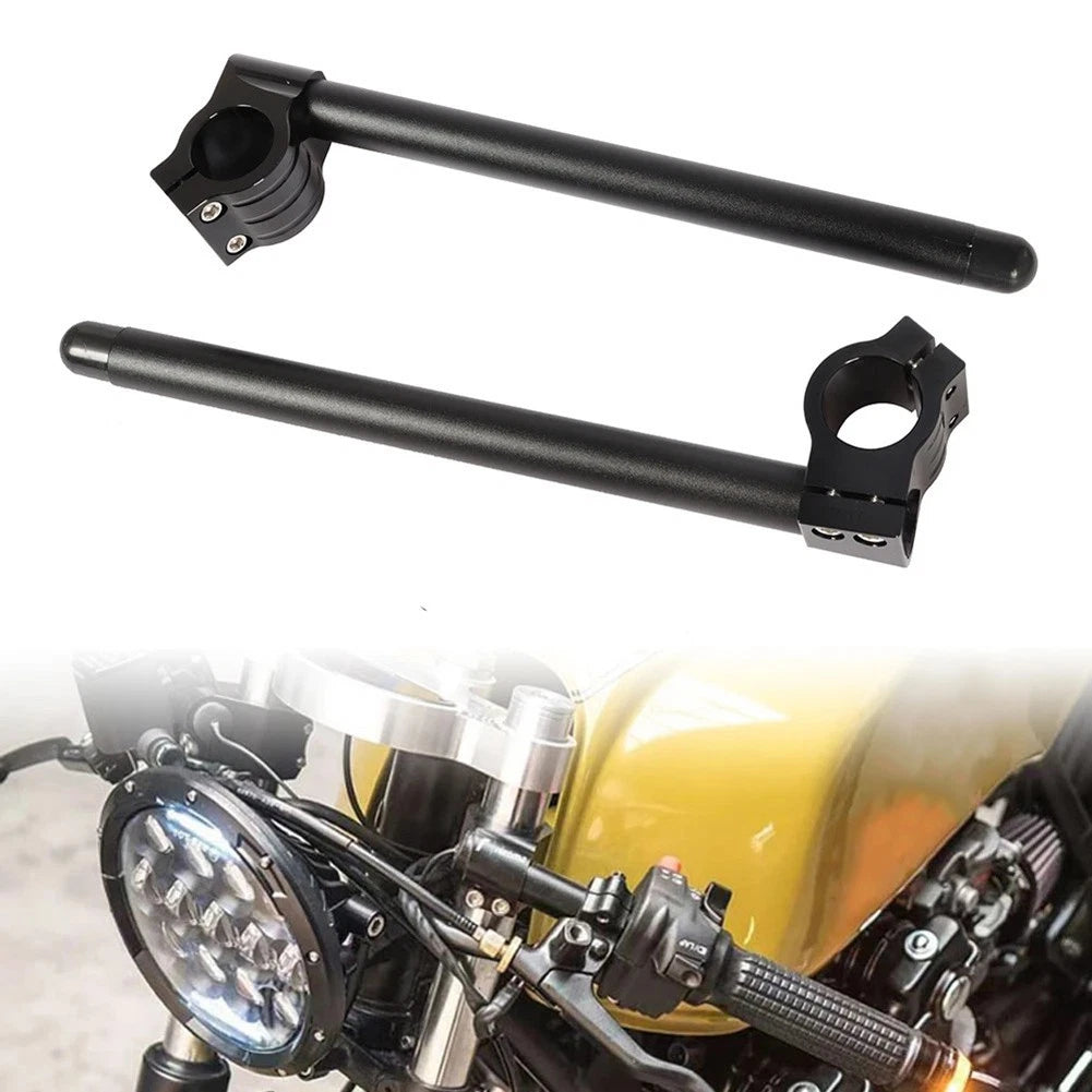 CNC Machined Clip On Handlebar Set 41mm Fork Tube Aluminum Black 300mm