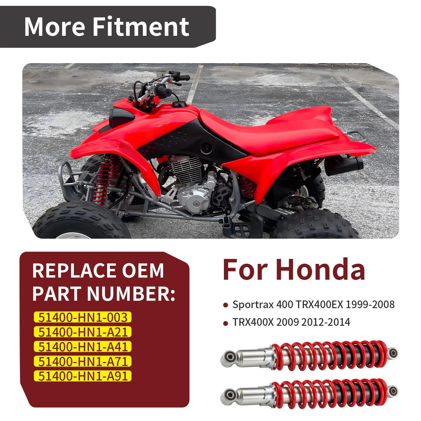 Front Shock Absorber for Honda TRX400X (2009–2014) 51400-HN1-003