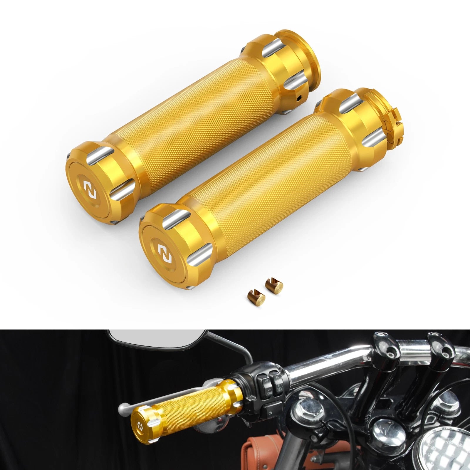 Left + Right Aluminum Handlebar Throttle Grips for Harley Softail Deuce (2000–2007)