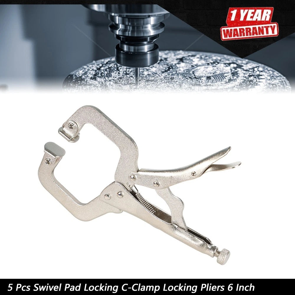5 Pcs Locking C-Clamp Pliers 6 Inch for Universal Use