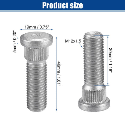 Wheel Lug Stud Kit 12 Pcs M12x1.5 Front Rear for Lexus ES350 (2007–2018)