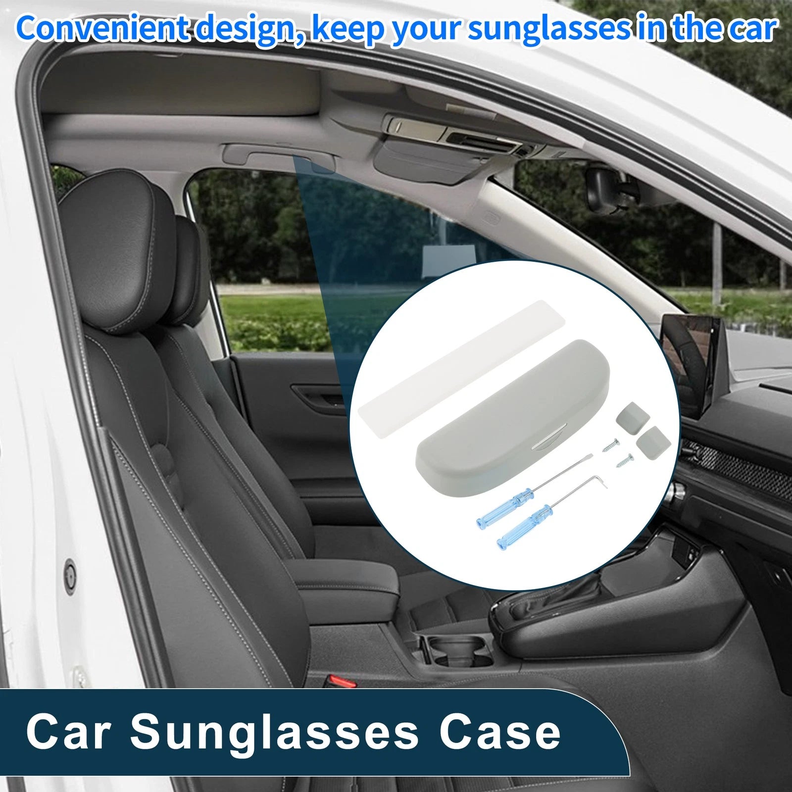 Car Sunglasses Case ABS Grey Replacement for Volkswagen T-Roc (2017–2024)