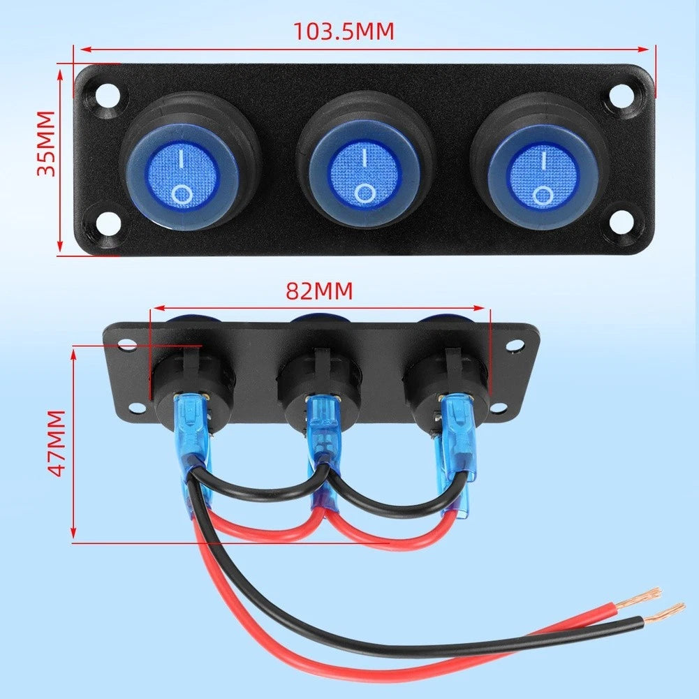 12V Waterproof LED Switch Panel 1 to 6 Gang for Marine Applications