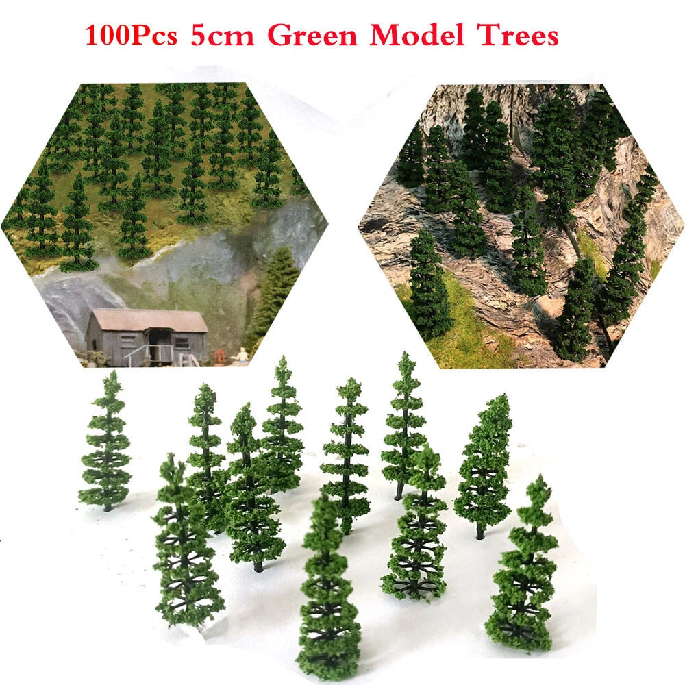 100Pcs Model Trees for HO Scale Train Railroad Diorama (50mm)