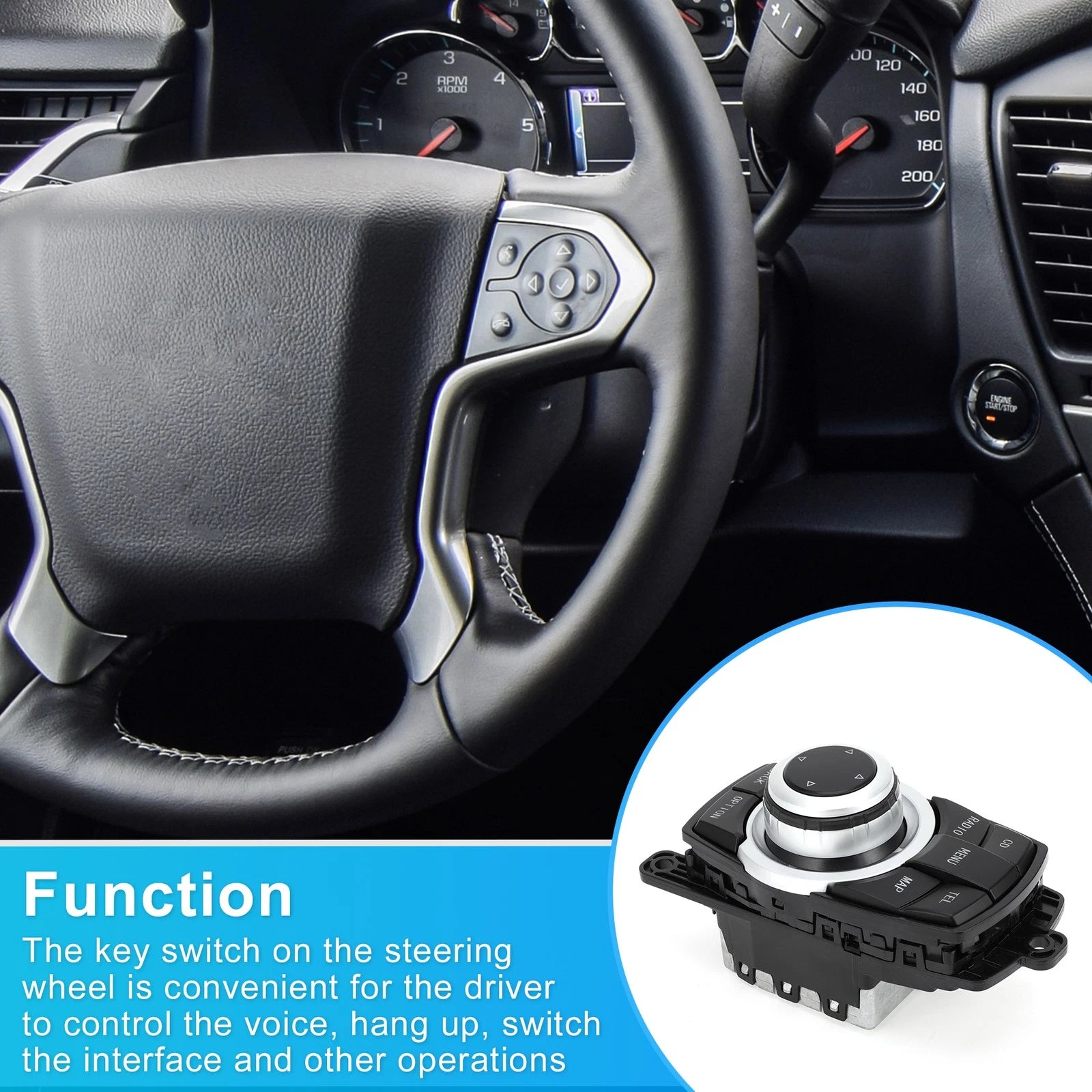 Steering Wheel Control Switch Replacement for BMW 528i (2010–2011) Black