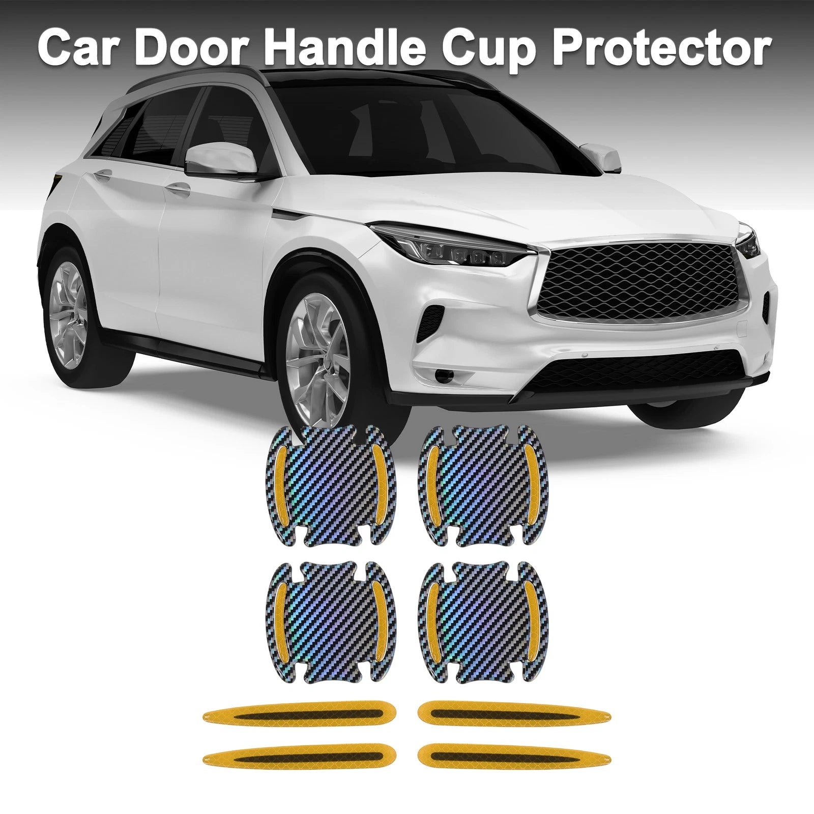 Car Door Handle Cup Protector for - Silver Tone