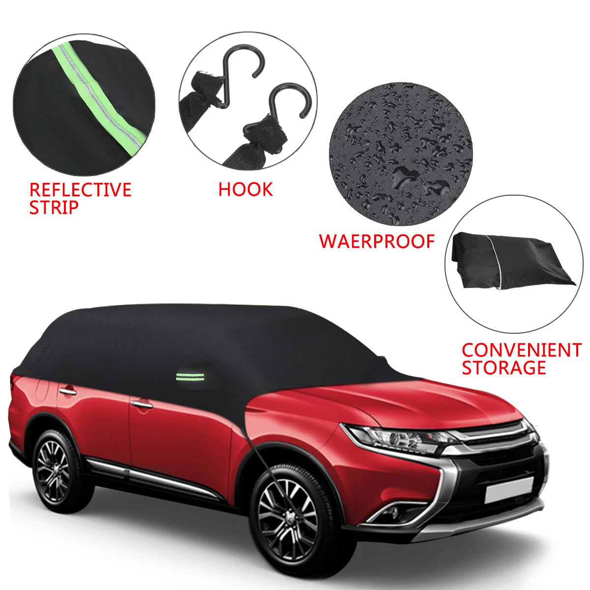 2X 66" Universal SUV Half-body Cover for Outdoor Waterproof Rain Snow Sun Dust