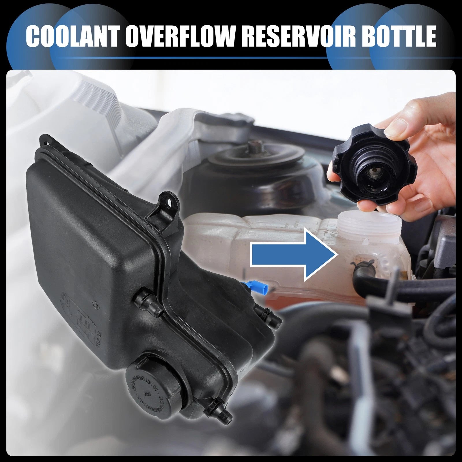 Coolant Expansion Tank Assembly with Cap Replacement for BMW 760i (2003–2010)