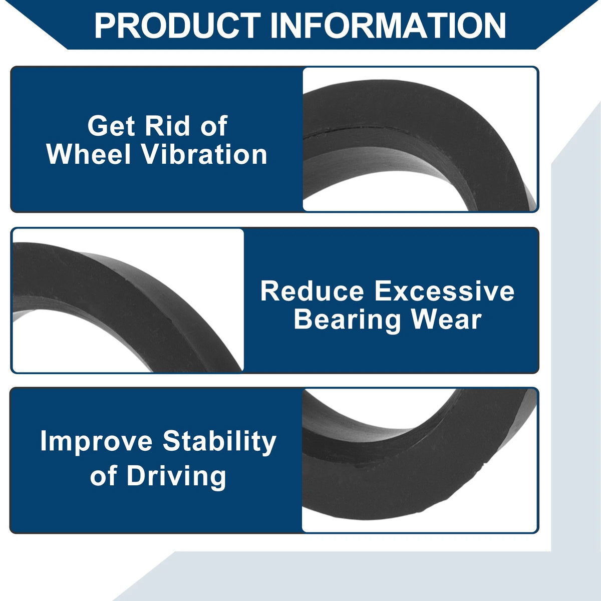 Set of 2 Wheel Hub Centric Rings for Car (OD 74.1mm ID 59.1mm) Black Polycarbonate