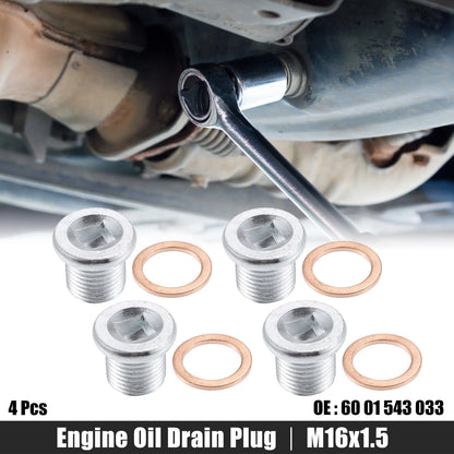 4 Pcs Engine Oil Drain Plug Screw with Gasket for Nissan (2007–2023)
