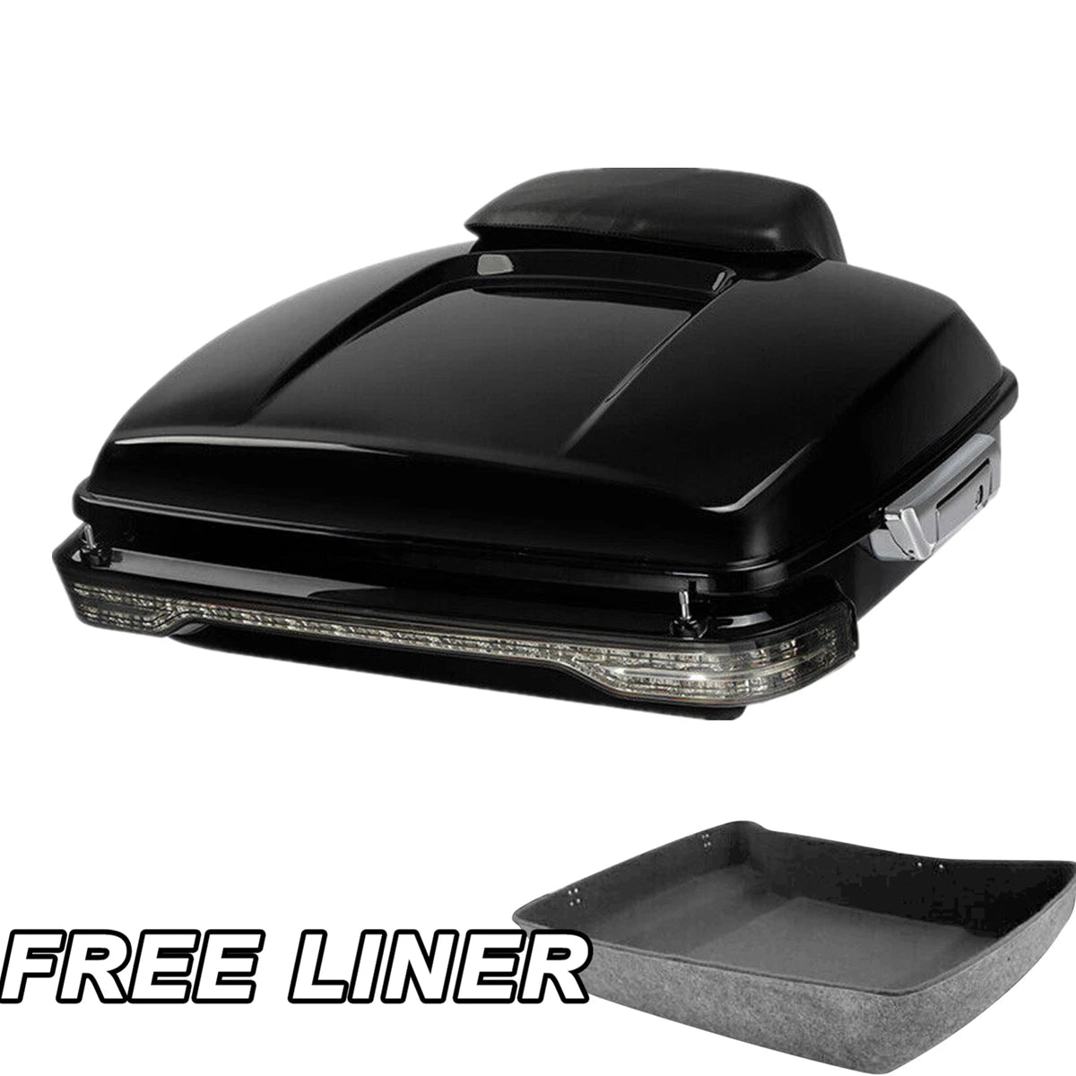 Black Chopped Trunk Backrest Pad LED Tail Light for Harley Touring (2014–2026)