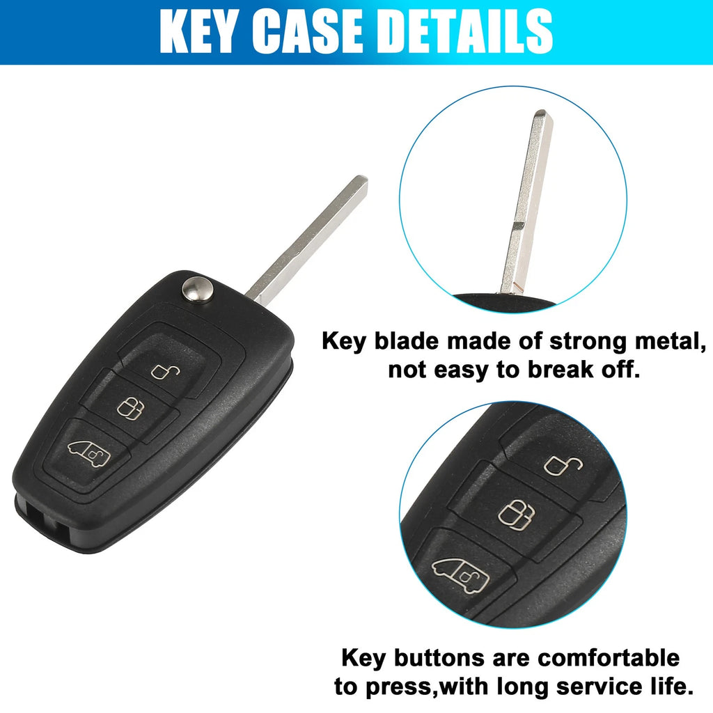 Key Fob Case Shell Replacement for Ford Transit Custom (2014–2023)