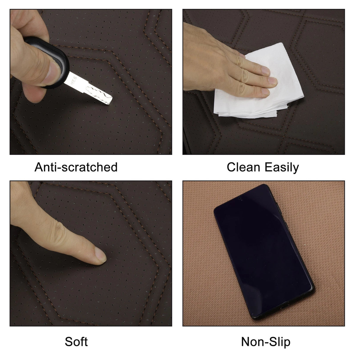 Brown Leather Bottom Seat Pad Cover for Universal Car SUV Truck (1 Pcs)