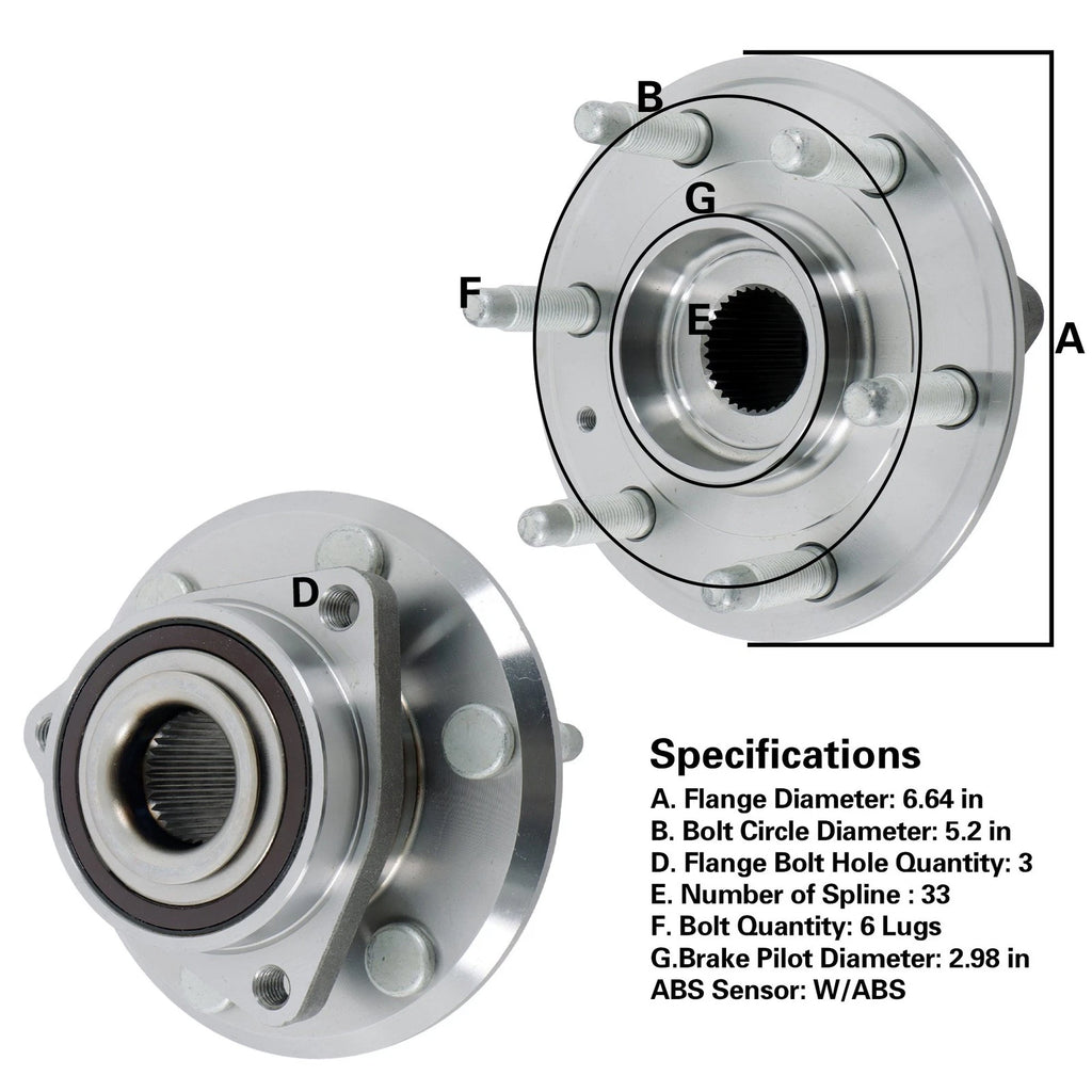Front Rear Wheel Hub Bearing Assembly for Chevrolet Traverse (2009–2017)
