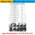 350pcs Black Screw Assortment M2 M2.5 M3 Flat Head Self Tapping