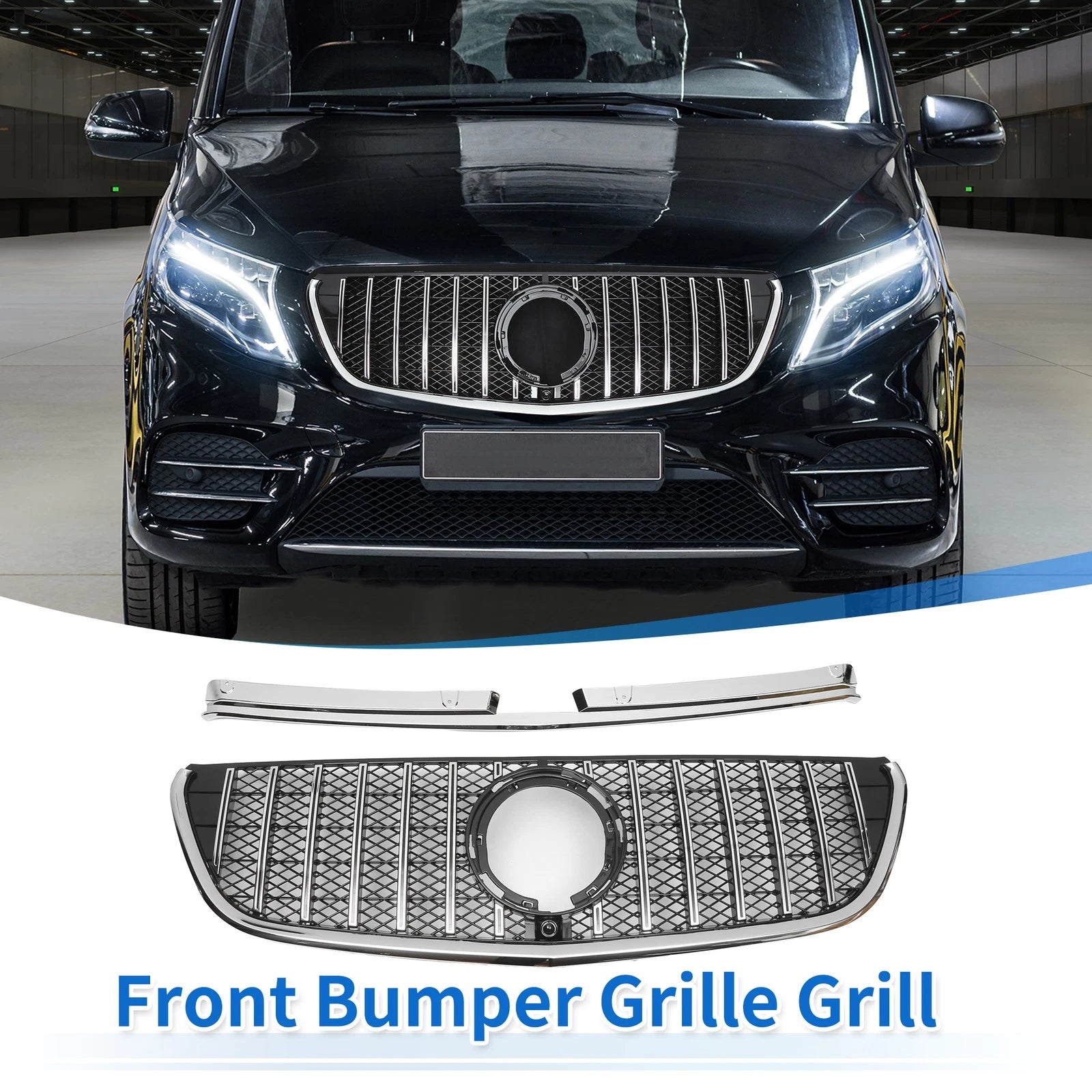 Front Upper Bumper Grille Grill Replacement for Mercedes-Benz Vito (2015–2024)