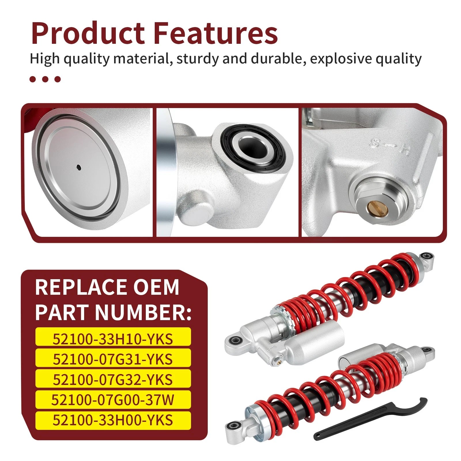 Pair Front Shocks & Adjustable Tool for Suzuki Quadsport LTZ400 (2003–2008) #52100-33H10-YKS