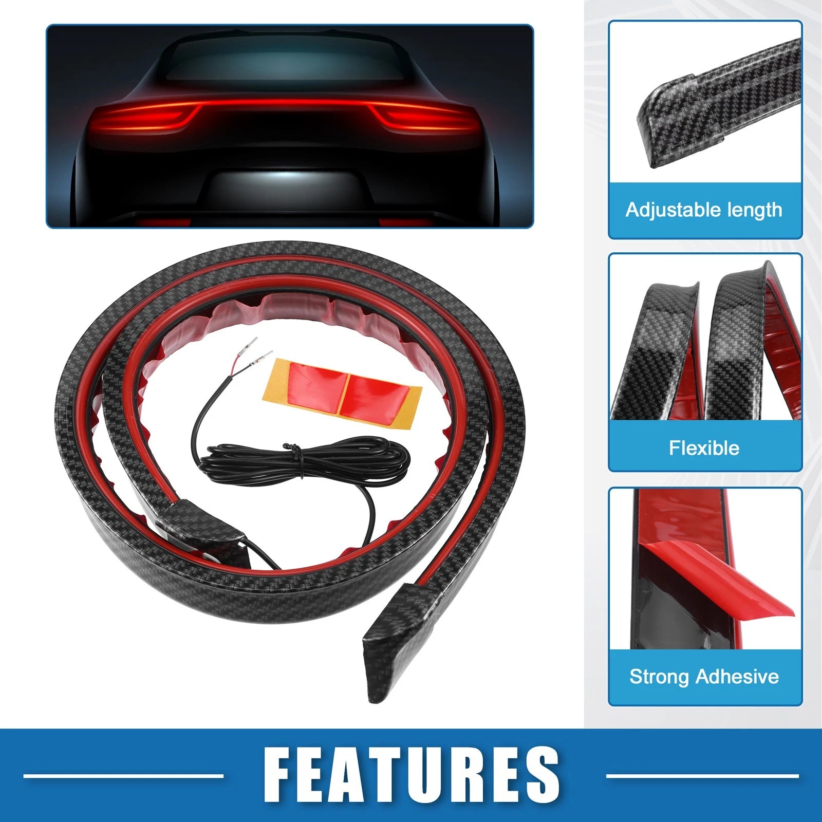 Car Spoiler with Red LED Light for